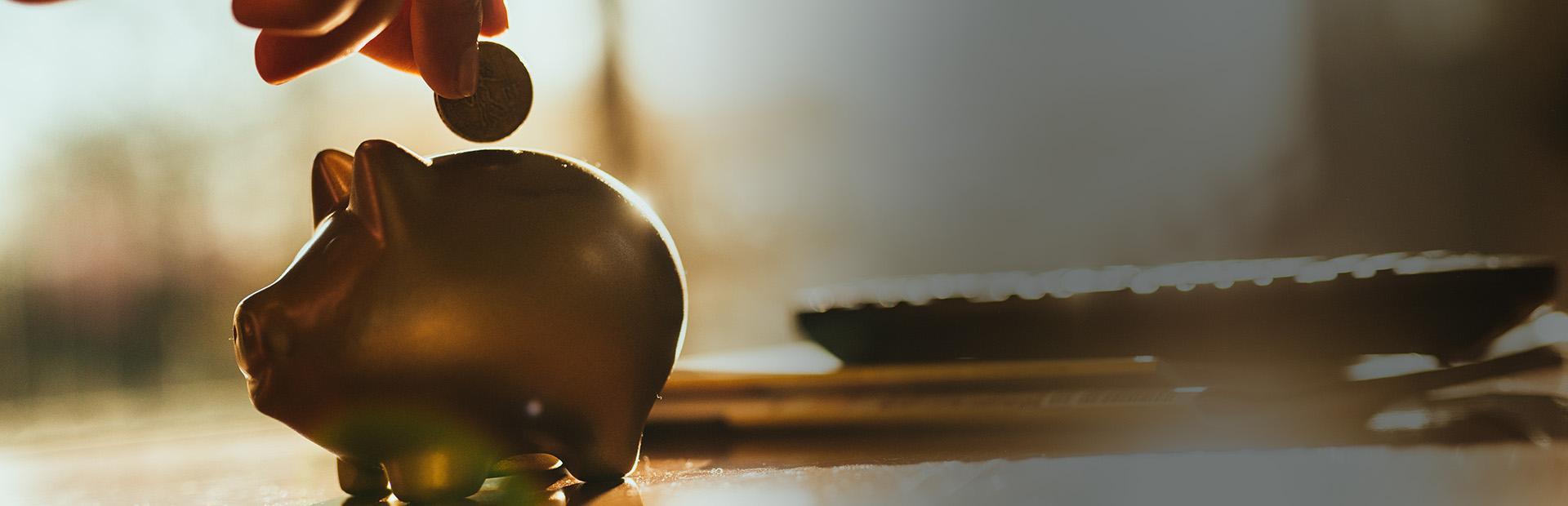 Slajd 1 - moneta wrzucana do skarbonki